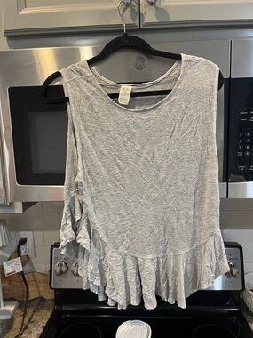 Free People Light Gray Ruffle Hem Women’s Tank Top